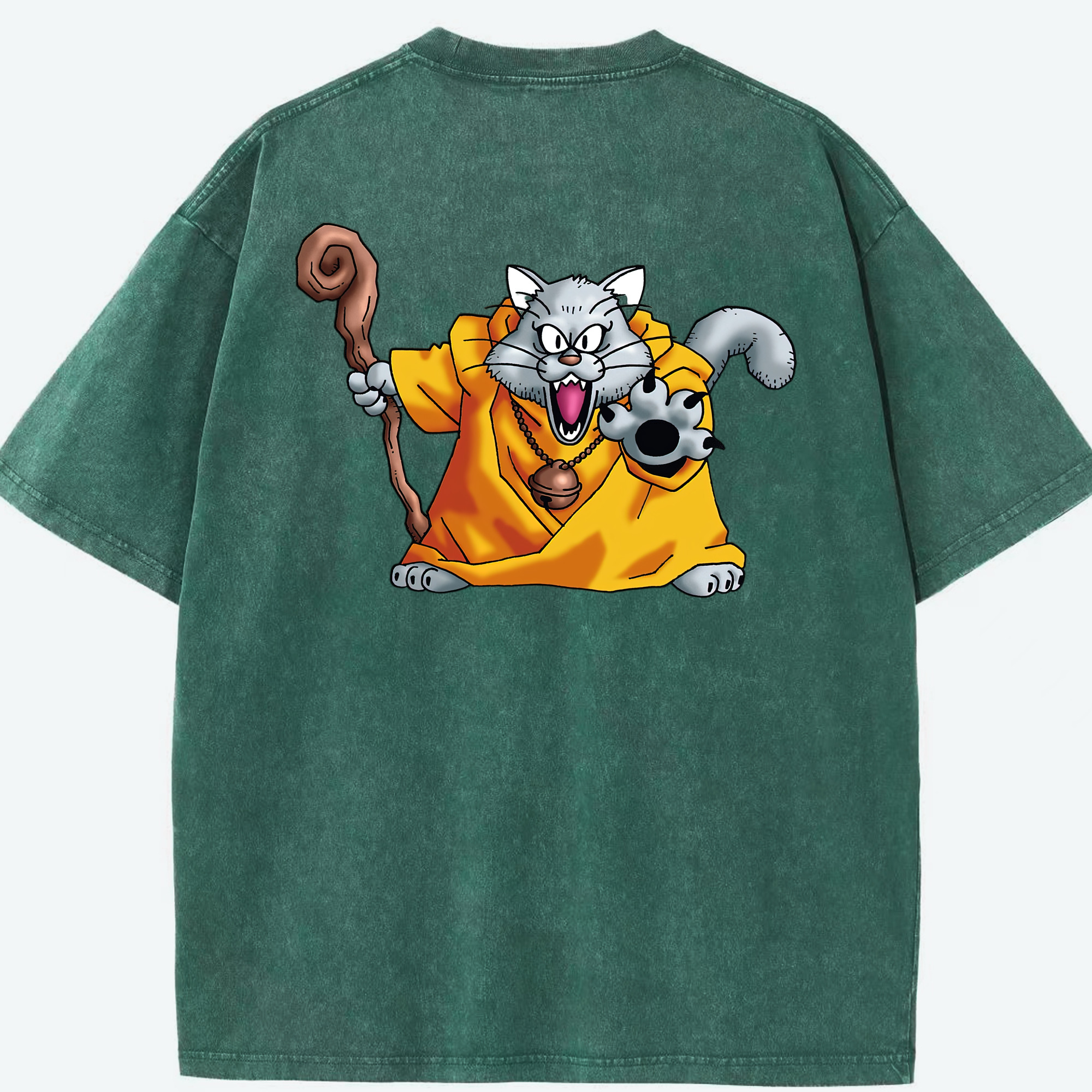 （画像用） ドラゴンクエスト Doragon Kuesuto Dragon Quest 綿100% ヴィンテージ風 半袖Tシャツ（背面プリント）